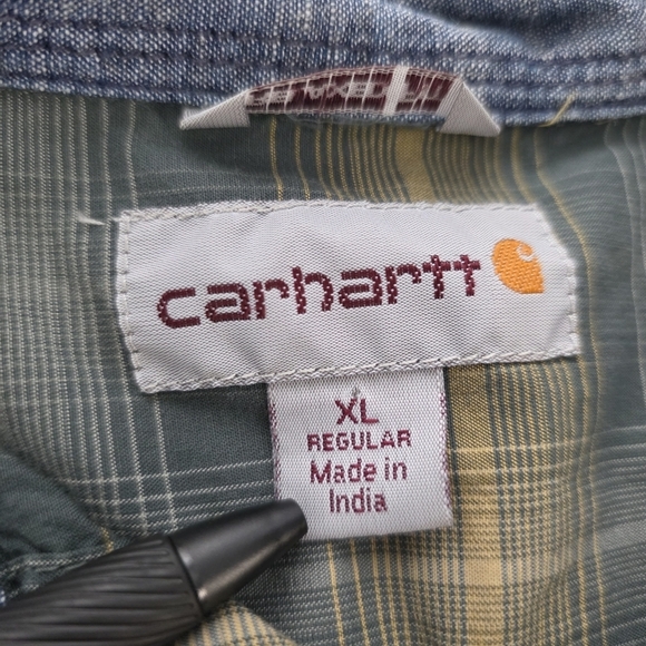 Carhartt Relaxed Fit XL Flannel Shirt Men's Plaid Long Sleeve Workwear - Picture 8 of 12